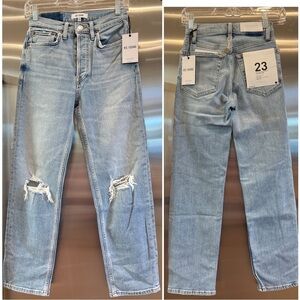 NWT Redone 70s Stove Pipe Jeans Light Wash Ankle Cropped Re/Done Denim Jeans